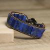 Handmade Lapis Lazuli Stone Bead Braided Adjustable Chain Bracelet Women Men Natural Ethnic Style Jewelry