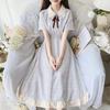 Girls' Fashionable Dress for Summer, Children's Doll-necked Pleated Checkered Chiffon Dress