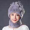 Fur Hat Winter Female Warm Scarf Mother Middle Aged Thickened Rex Rabbit Hair Hat Female Autumn and Winter