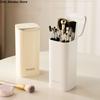 Large Capacity Automatic Lifting Makeup Brush Holder with Lid Plastic Makeup Brush Storage Tube Waterproof Dustproof