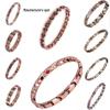 Pulseira Magnética Terapêutica para Casais Cor Cobre Vermelho Retrô - Pulseira Magnética de Energia de Liga de Zinco Anti-Radiação Destacável.