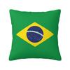 Brazilië Br Brasil Nationale Vlag Kussenhoes Polyester Decoratieve Plaid Kussenhoes voor Huis Kantoor Auto Decor Kussenhoes 45x45cm