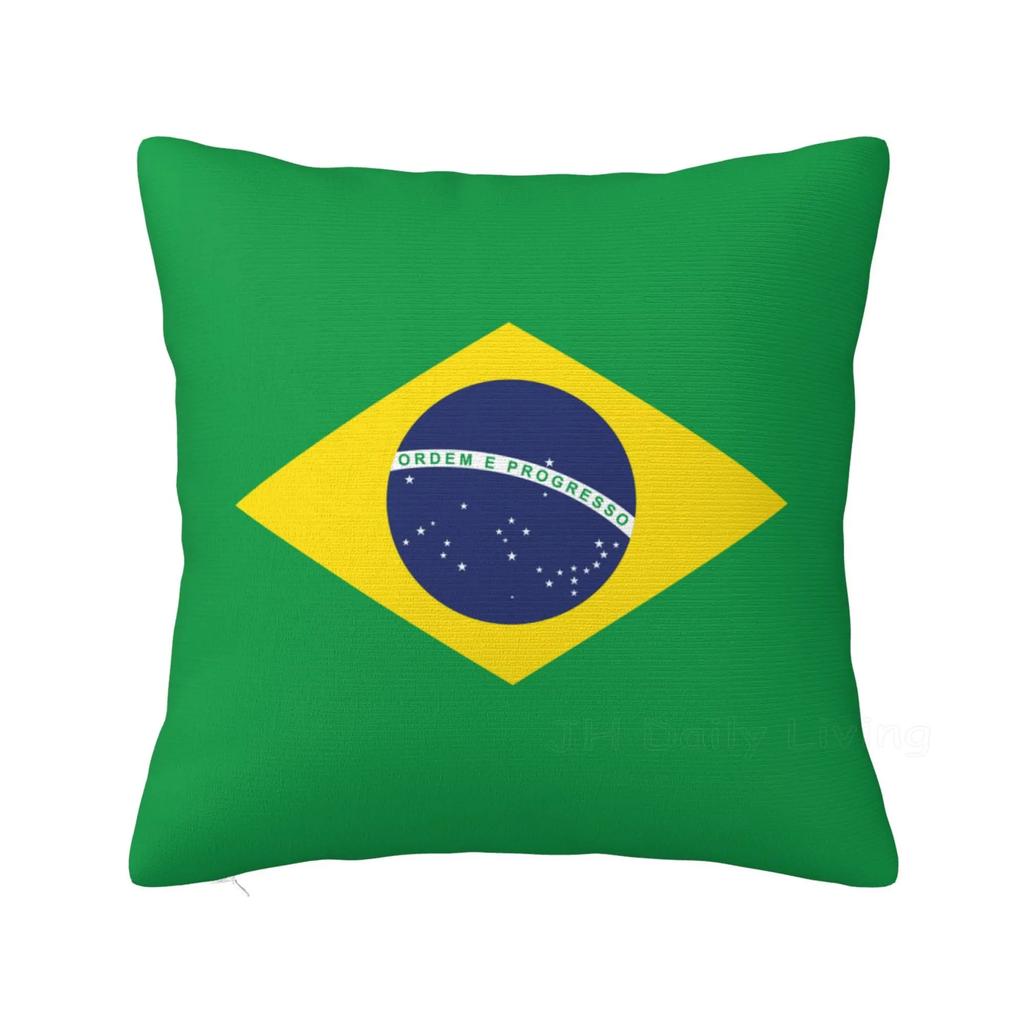 Brazil Br Brasil National Flag Cushion Cover Polyester Decorative Throw Pillowcase for Home Office Car Decor Pillow Case xcm