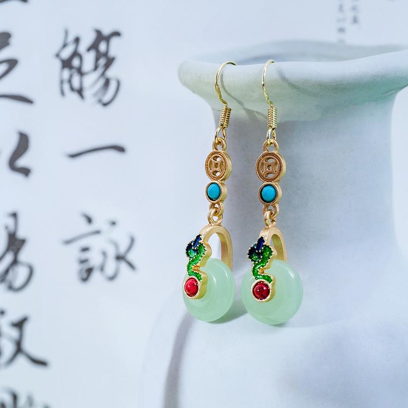 Antique Beaded Long Fringed Earrings, Chinese Hanfu Accessories, Flower Fan Bow Earrings.