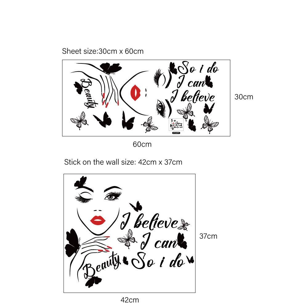 DIY Butterfly Wall Art Decals Waterproof Self-Adhesive PVC Stickers for Lash Beauty Salon Shop Wall Decor