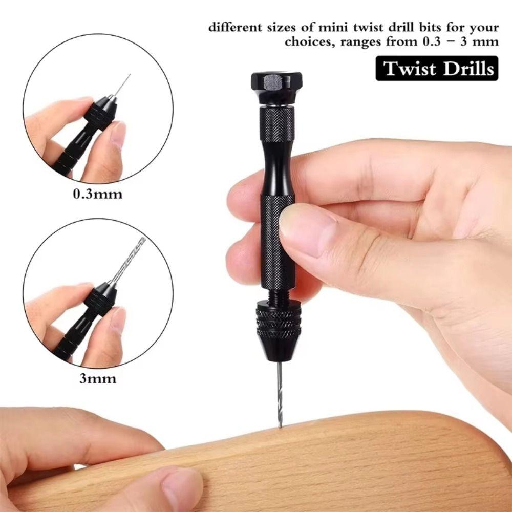 Tools Set Mini Micro Aluminum Hand Drill Mini Hand Pin Vise  Jewelry Tool Micro Twist Bit