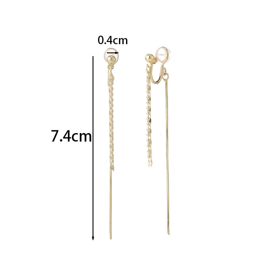 New Fringe Long Earrings Without Piercings Women's Clip On Earrings Zinf Alloy Jewelry