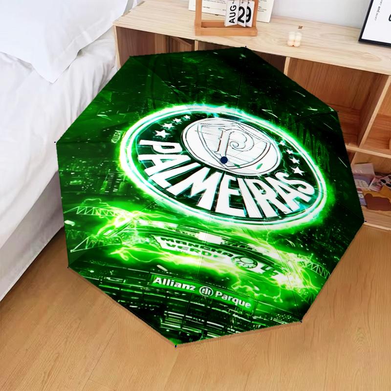 1PC Green And White Passion Printed Umbrella Folding Umbrella, Automatic Umbrella 8-Frame for Travel, Camping Fan Gifts Christmas Gifts