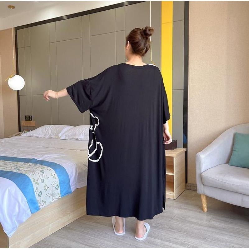 YYFS Women's Fashion Summer Spring 3/4 Sleeves O-Neck Loose Waistline Casual Dresses