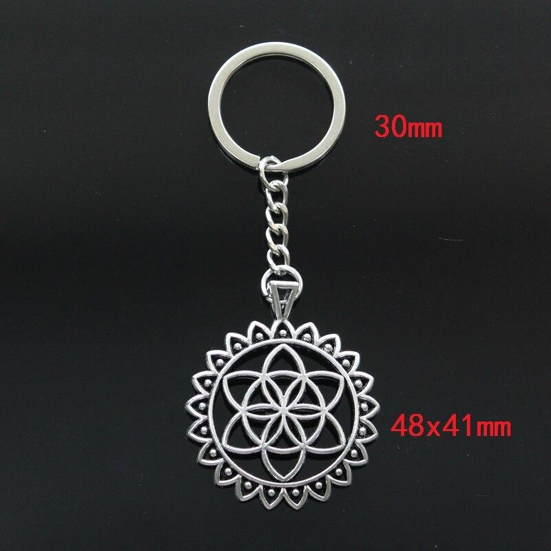 

Новый брелок 48x41 мм «Цветок жизни», йога, дурман, страмониевые подвески, «сделай сам», мужской автомобильный брелок, кольцо-держатель, брелок, сувенирные ювелирные изделия