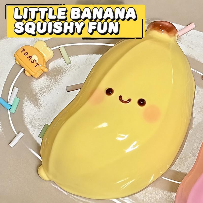 Banana Squishy Simulated Banana Fidget Toy Decompression Decorations Desk Accessories Soft Banana Squishy Gifts Desktop Ornament