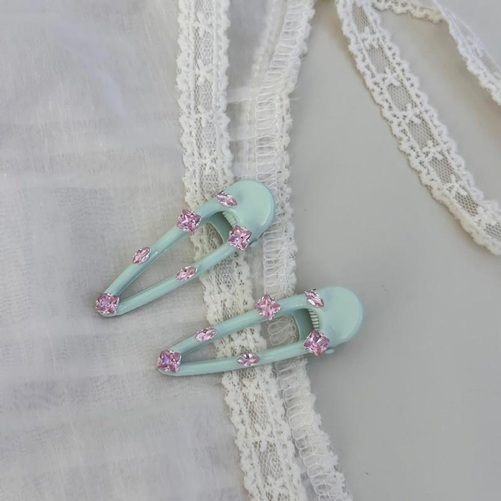 Women s Mint Marine Pink Cubic Hair Clip Pin Mint Cubic