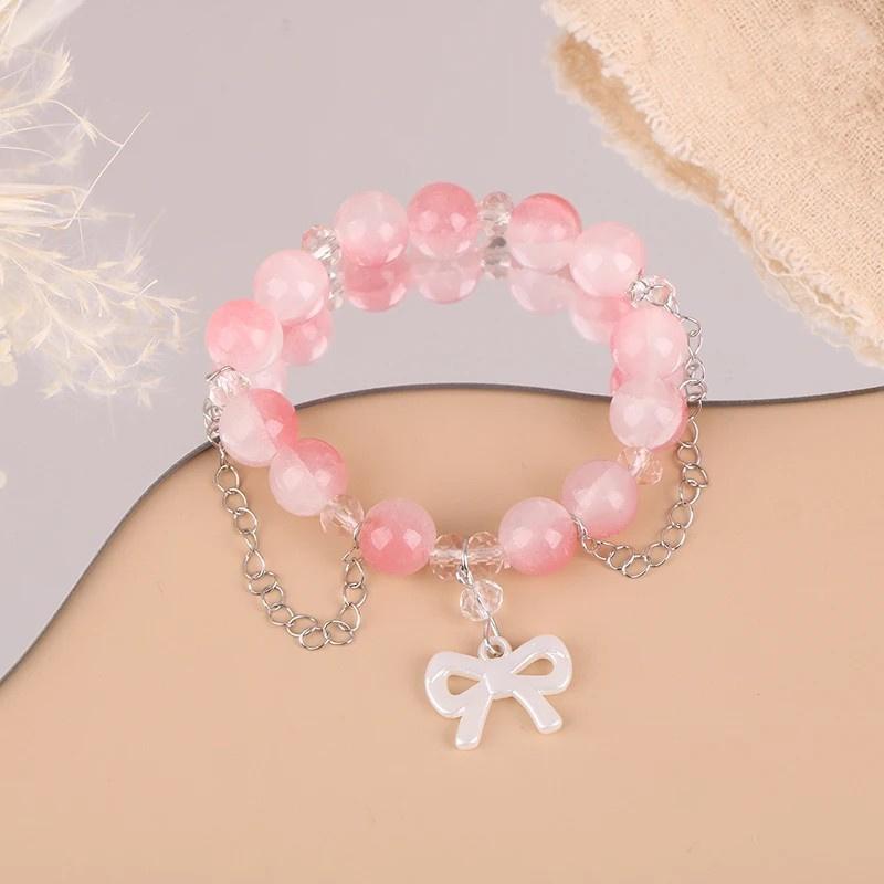 Delicate Galaxy Planet Star Bracelet For Women Fashion Design Popcorn Crystal Beads Butterfly Pendant Bracelet Jewelry Gifts