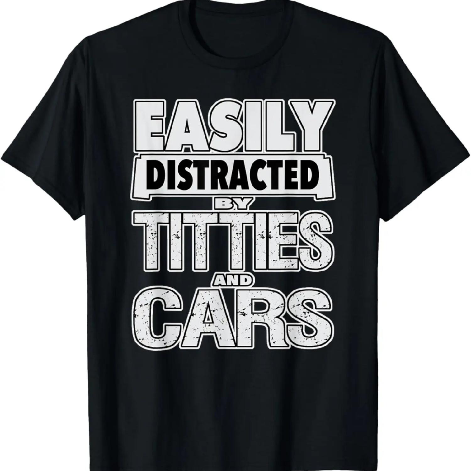 Забавная футболка с дизайном «Легко отвлекаюсь на СИСЬКИ и МАШИНЫ» XXXXXL разноцветный