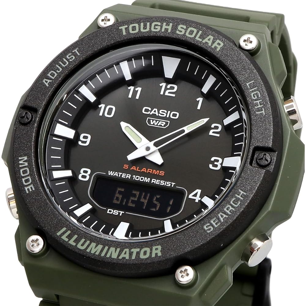 Casio Standard Tough Solar Analog-Digital Quartz Watch AQ-S820W-3BV Military Green Black LCD Men's