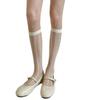 French Pure Desire Vertical Stripe Floral Jacquard Silk Stockings - Spring/Summer, Thin Light Gray, High-End Lace Calf Socks