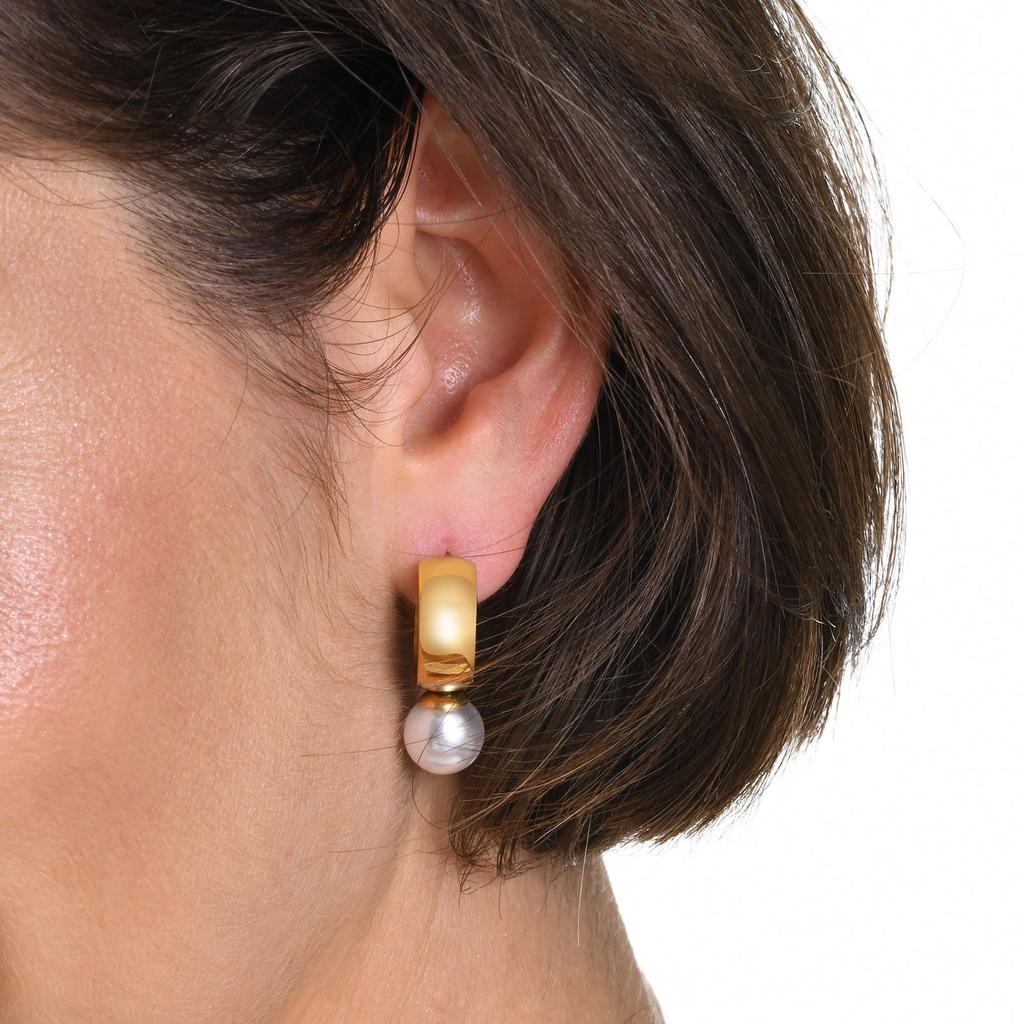 Multi, Earrings Accessories, Stainless Steel Ladies French Retro Imitation Pearl Earrings 18K Gold, Huayuan