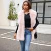 Damen Weste aus Kunstpelz Ärmellos Offene Vorderseite Winter Warmer Mantel