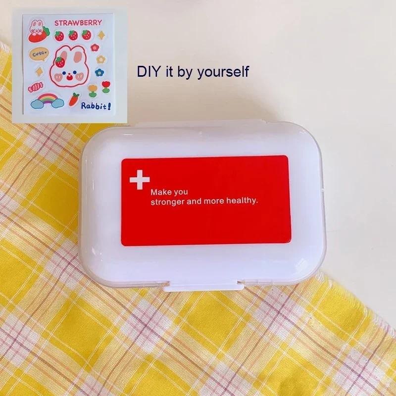 

Милый чехол для таблеток с наклейкой, пластиковый контейнер для таблеток, офис, дом, путешествия, хранение, органайзер для мелочей