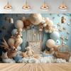 Teddy Bear Hot Air Balloon Backdrop Banner Newborn 1st Birthday Party Decoration Background Baby Shower Photography Studio Props