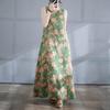 Ärmelloses Plus-Size-Baumwolle-Vintage-Blumenmuster, neue Kleider für Damen, lässig, locker, langes Sommerkleid