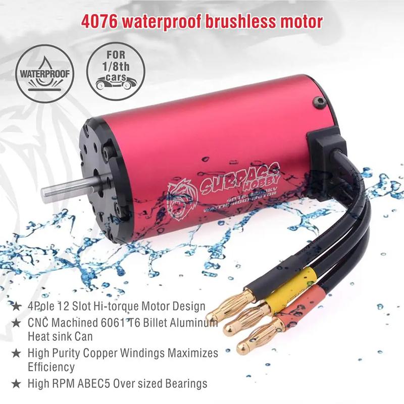 RC Waterproof Combo 4076 2000KV 2250KV Brushless Motor w/ 120A 150A Brushless ESC with S2000ML 20KG Servo for 1/8 RC Drift Car