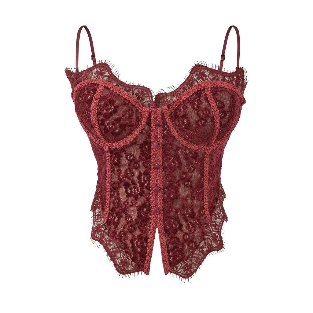 Elegant Lace Patchwork Backless Camisole Corset for Women - Slimming Spring Top