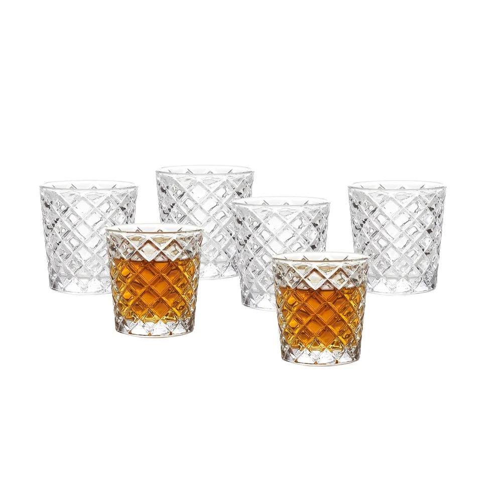 Clear Diamond Cut Glass Shot Glasses Set of 6 Durable Premium Drinking Glasses 3oz Perfect Parties Gifts Dishwashable
