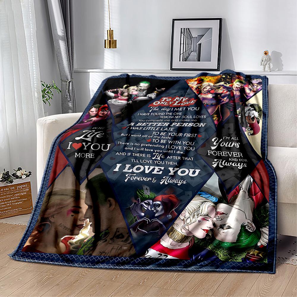 Harley Quinn Joker Blankets are suitable for living rooms,making them an ideal choice for outdoor travel and gifts.