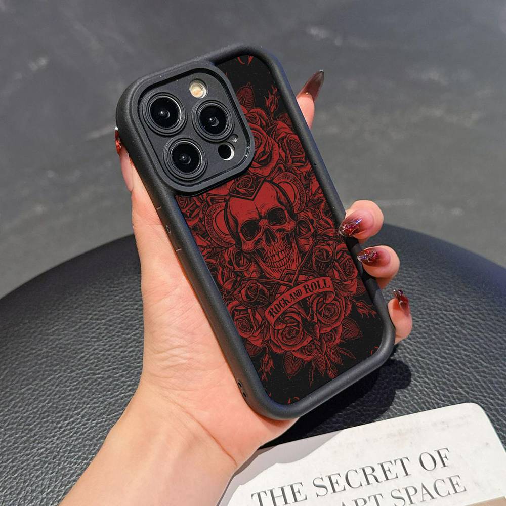 Skull Gothic Creepy Pastel Goth Phone Case For iPhone 17 16 15 14 13 12 11 Pro Plus Max Soft TPU Protection Soft Cover