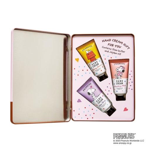 PEANUTS Snoopy-designed Tin Gift Set Featuring Three Popular Hand Creams (SNOOPY Peanuts, with Shea Butter, Moisturizing Hand Care, Perfect As a Gift)