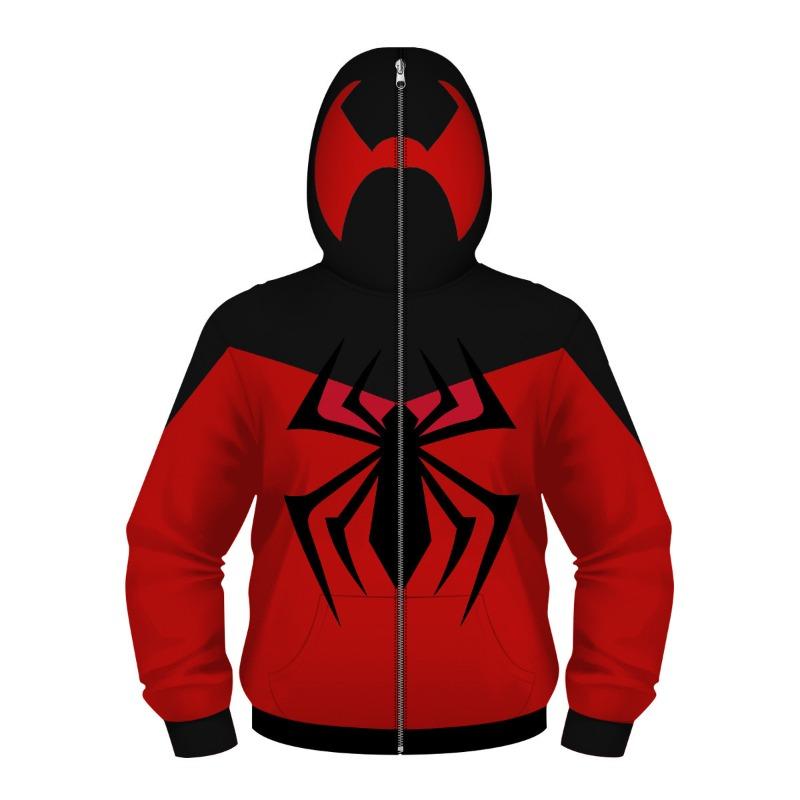 Boys Spring Autumn Spider Series 3D Digital Print Kids Roleplay Masked Long Sleeve Hooded Sweatshirt Kids