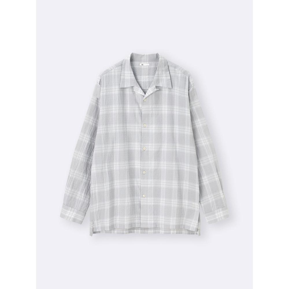 Uniqlo Gu Texture Open Collar Check Shirt