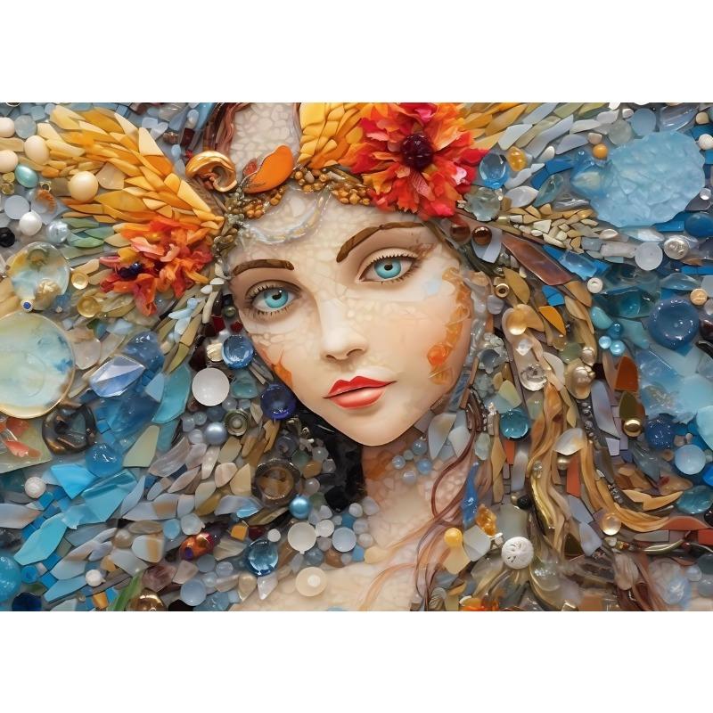 Fantasy Mosaics Princess Castle Shell Splicing Abstract Poster Canvas Printing Wall Art Decoration Painting for House Room Decor