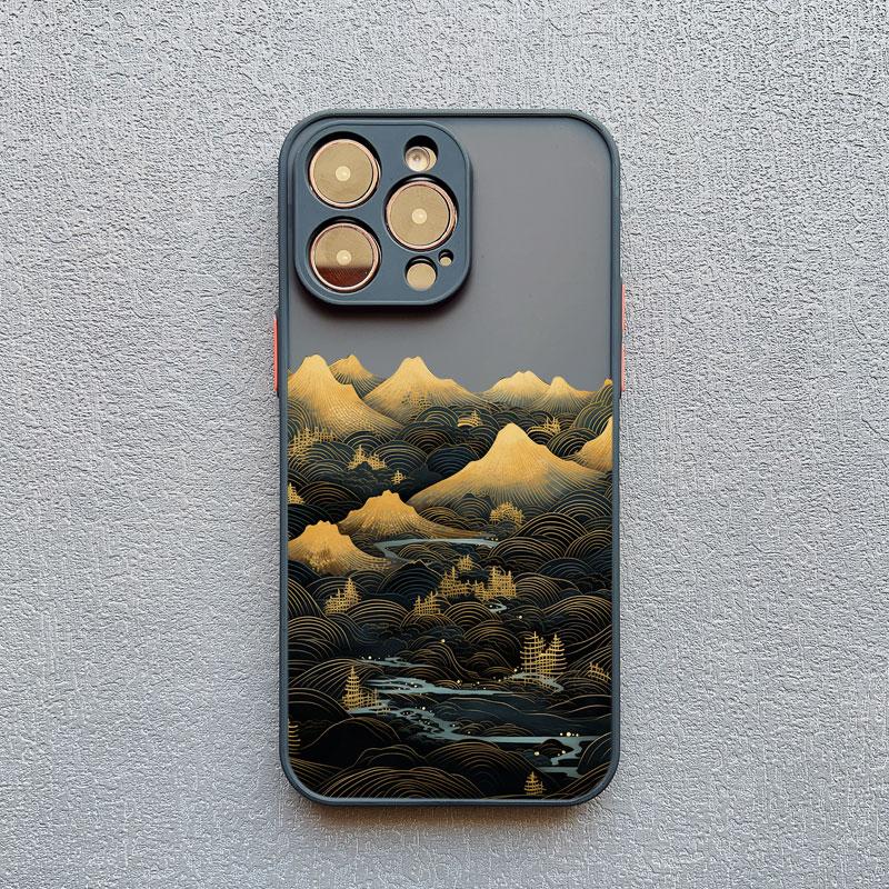 INS Mountain River Landscape Sunset Phone Case For iPhone 11 12 13 14 15 16 Pro Max Plus Mini XR X XS 7 8 Plus Shockproof Cover