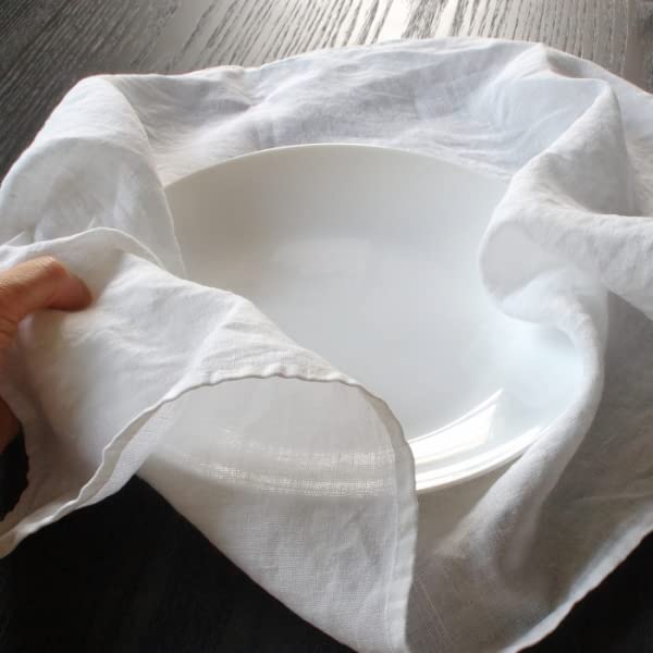 CALIENTE Lithuania Linen Cloth Linen Large Kitchen Cloth Towel Lunch Mat Plano White Set of 100% (Large (47x70cm), (Off - Plain) 2)