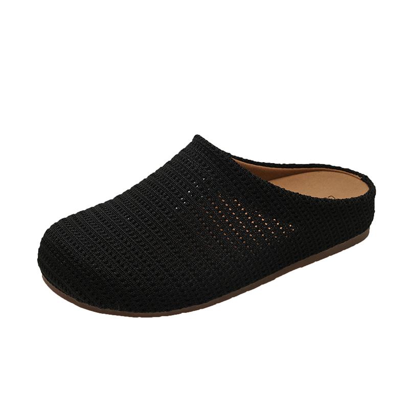 Fashion 2025 Summer Women Comfortable Casual Slip On House Slippers Ladies Hollow Out Backless Casual Loafers Walking Knit Shoes