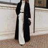 Women's Longline Lapel Coat Long Sleeve Solid Color Loose Warm Woolen Style Overcoat Autumn Winter
