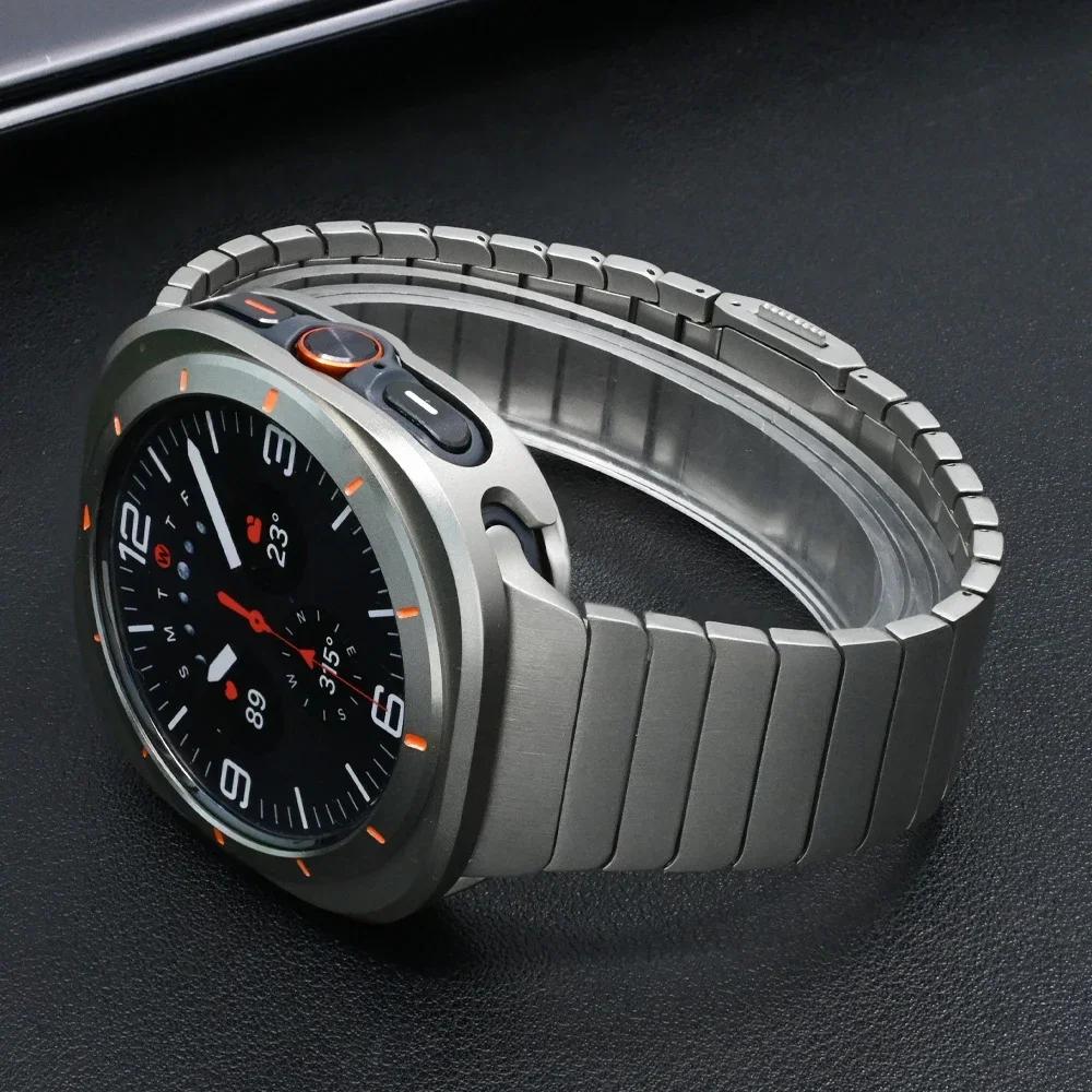 Titanium Band Aluminum Alloy Case for Samsung Galaxy Ultra Watch 47mm Magnetic Strap for GALAXY Ultra 7 Men Bracelet Accessories