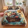 3pcs Pirate Ship Adventure Bedding Set - Includes One Quilt Cover and Two Pillowcases (No Core) - Perfect for Home Decor, Festive Gifts, Polyester Fab