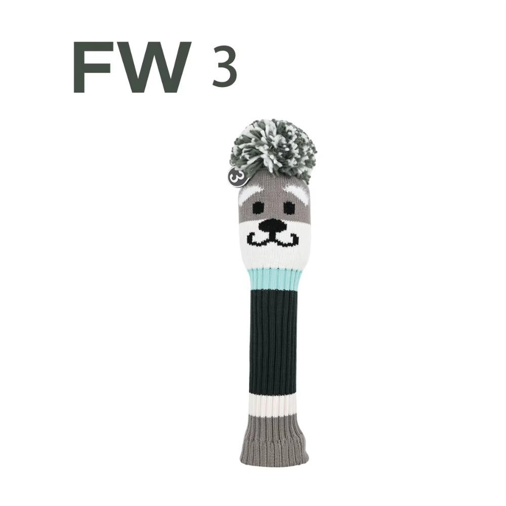 Soft and Durable Golf Club Headcover Schnauzer Designed Golf Knitted Sock Covers  for Driver