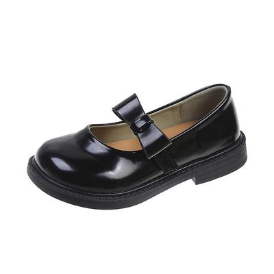 Sapatos de Couro Simples para Crianças Meninas Laço Branco Verão 2024 Novo Mocassins Rasos Macios Respiráveis Moda Infantil Bico Redondo Brilhante