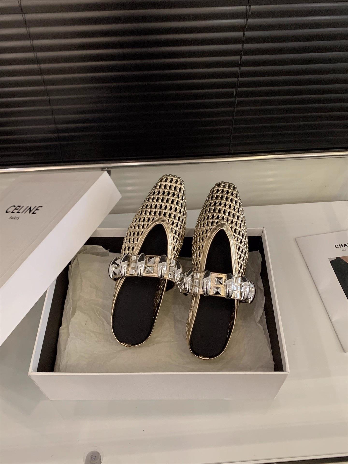 

Inner height increase silver rhinestone mesh bag head half slippers women s shoes outer wear 2025 new summer Mary Jane sandals 35