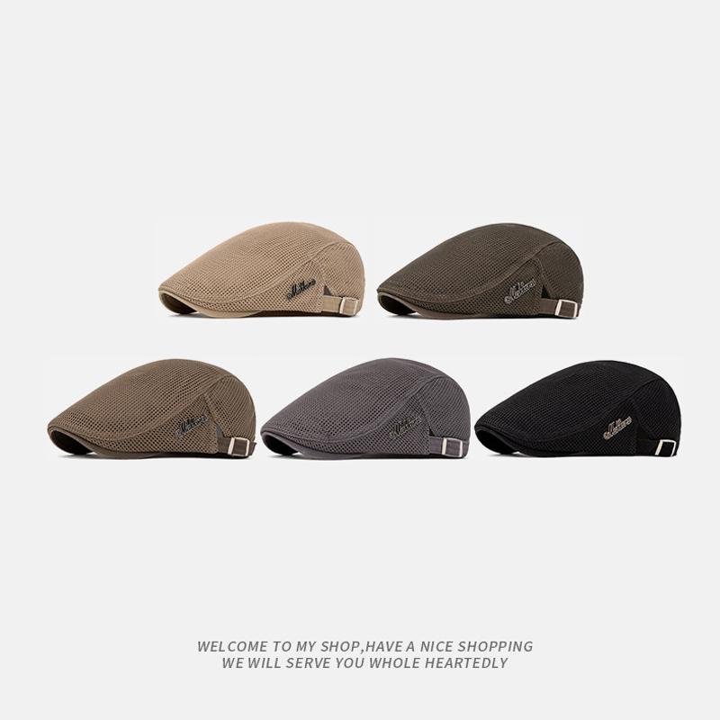 Sommer Mesh Atmungsaktive Herren Schirmmütze Britische Baskenmütze Outdoor Sonnenschutz Schiebermütze