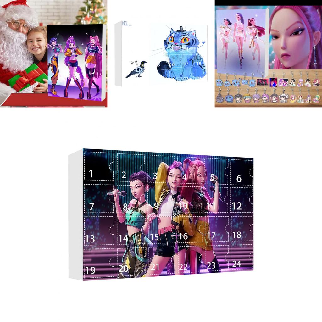 Kpop Girl Group Christmas Countdown Calendar Acrylic Bag Charm With 24 Pieces For Holiday Decor