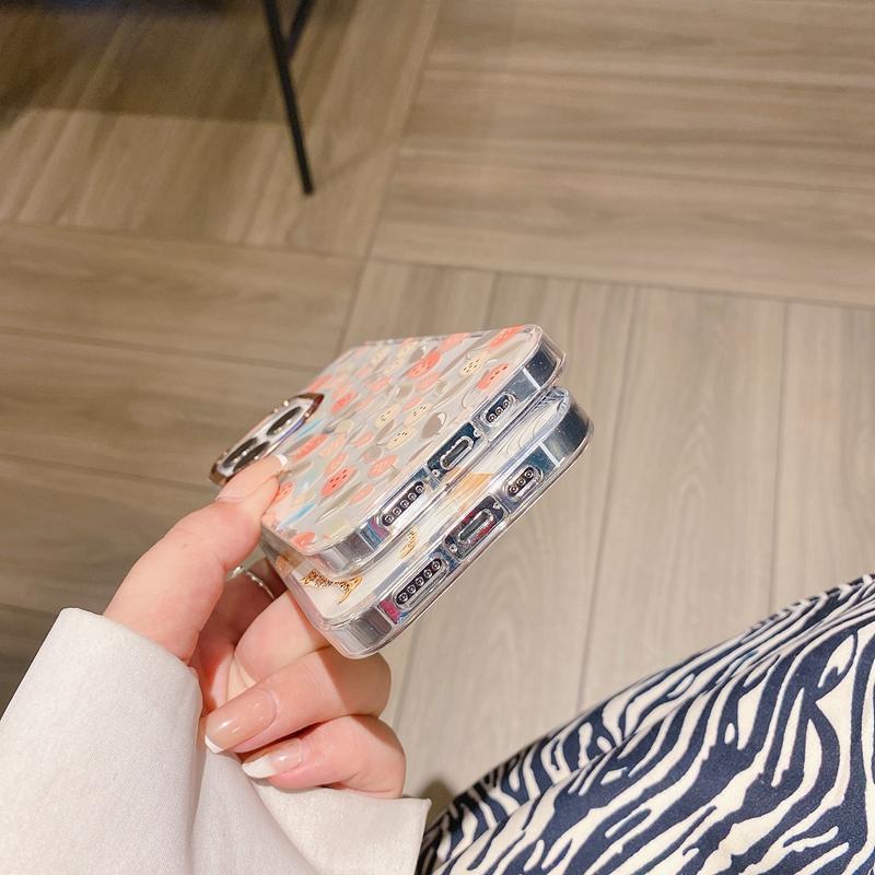 Fashion Flowers Transparent Phone Case For Iphone 11 12 13 14 Pro Max Plus Shockproof Bumper Back Cover