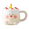 Creative Cartoon Cake Cup Birthday Gift Souvenir Ceramic Cup Cute Good Looking Water Cup with Lid Mug