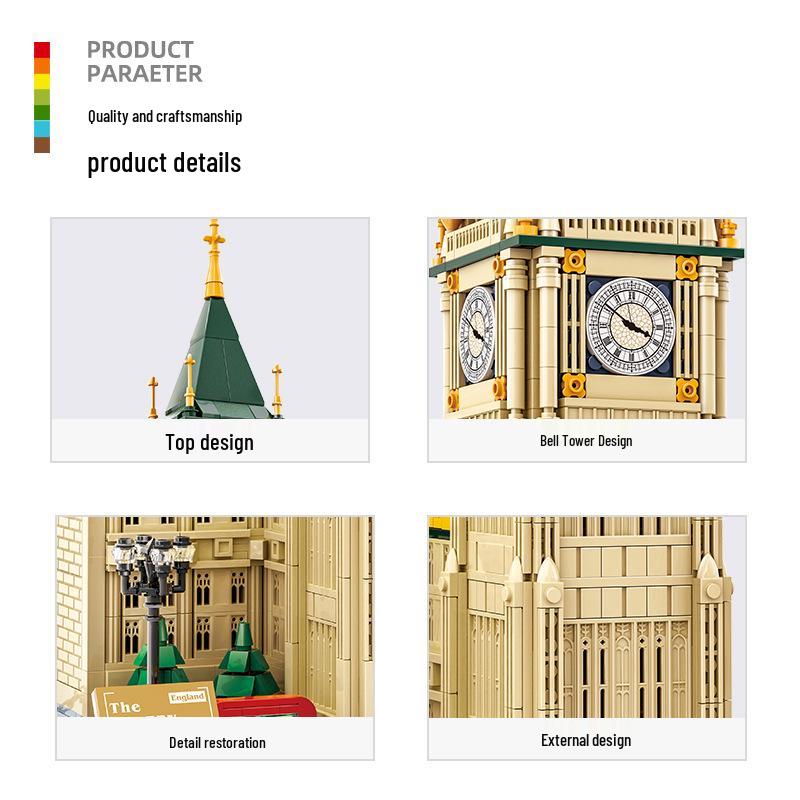 Wange Bricks 5216: Elizabeth Tower (Big Ben) Model – Cross-Compatible Building Toy