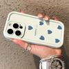 Small blue heart design Phone case iPhone 15 Pro Max 11 12 13 16 14 Plus Silicone Shockproof Case Lens protector shell