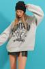 Women's Sweatshirt New Season Fashion Black Hooded Letter Printed College Sweatshirt with Fleece Inside